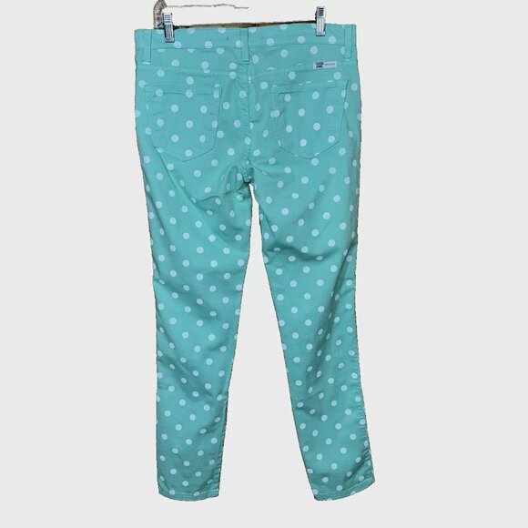 Kancan Light Green with White Polka Dot Print Slim/Skinny Style Jeans Juniors 9 - Picture 2 of 9